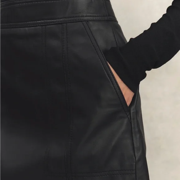 NWT Reiss Black Leather “Edie” Mini Skirt - Picture 8 of 14